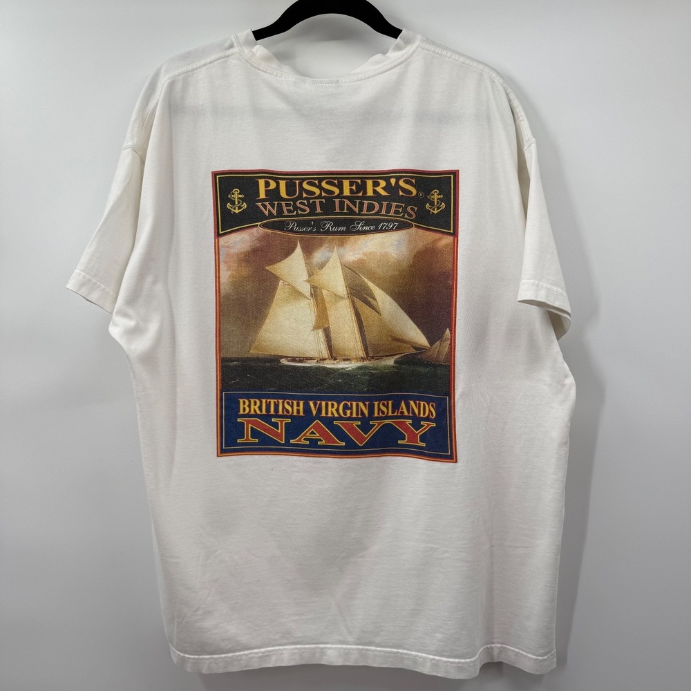 Pussers West Indies Mens Size XL Virgin Islands Graphic Shirt Short Sleeve